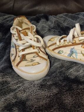 Coach Cream Canvas Sneakers with Multicolor Beach Print
